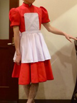 女性用メイド服Ｈ
Ｍサイズ
赤チャイナ風
メイド服半袖
ミニスカート1着