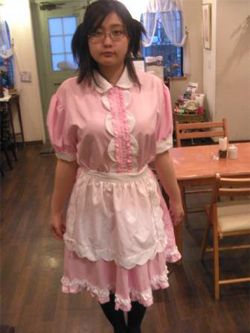 ピンクメイド服
半袖
ミニスカート
Men'sサイズ
(女性XL～男性M）